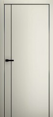 Дверь межкомнатная Альберо (Фрегат) Стиль Лайн-4 (кромка алюминиевая черная с 3х сторон, предустановлен замок черн. цв), цвет латте, эмаль, глухая