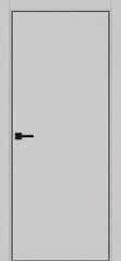 Дверь межкомнатная Оптима Порте Неаполь 201 (кромка алюминиевая черная с 4х сторон с врезкой под замок Морелли М1895 (М1885)), цвет пепельный, экошпон, глухая