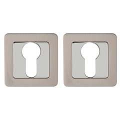 Накладка квадрат на цилиндр Пунто ET.K.QR52 (ET QR) SN/CP-3, цвет никель матовый/хром (гарантия - 12 месяцев)