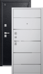 Теплая дверь входная Центурион С-108 (2026), 2 замка, 2 мм металл, (черный муар+белый кашемир)