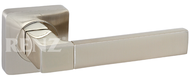 Ручка квадрат Ренц Милан INDH 51-02 SN/NP, цвет никель матовый/блестящий, ЦАМ (гарантия - 10 лет)