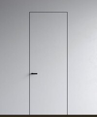 Дверь межкомнатная Двери регионов Инвизибл Реверс (обратное открывание, кромка алюминиевая хром с 4х сторон, с врезкой под замок Вантаж MC 96/MC85 и скрытые петли AGB 2.0), цвет белый, под покраску, глухая