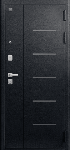 Теплая дверь входная Сезам V-04 зеркало (2026), 2 замка, 1,4 мм металл, (черный муар+белый кашемир) #2