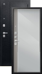 Теплая дверь входная Сезам V-04 зеркало (2026), 2 замка, 1,4 мм металл, (черный муар+грей кашемир)