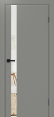 Дверь межкомнатная Оптима Порте Неаполь 211 (кромка ПВХ черная с 4х сторон с врезкой под замок Морелли М1895 (М1885)), цвет серый, экошпон, зеркало