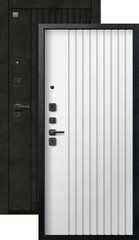 Теплая дверь входная Сезам V-15 (2026), 2 замка, 1,4 мм металл, (черный муар/темный бетон+белый ясень софт)