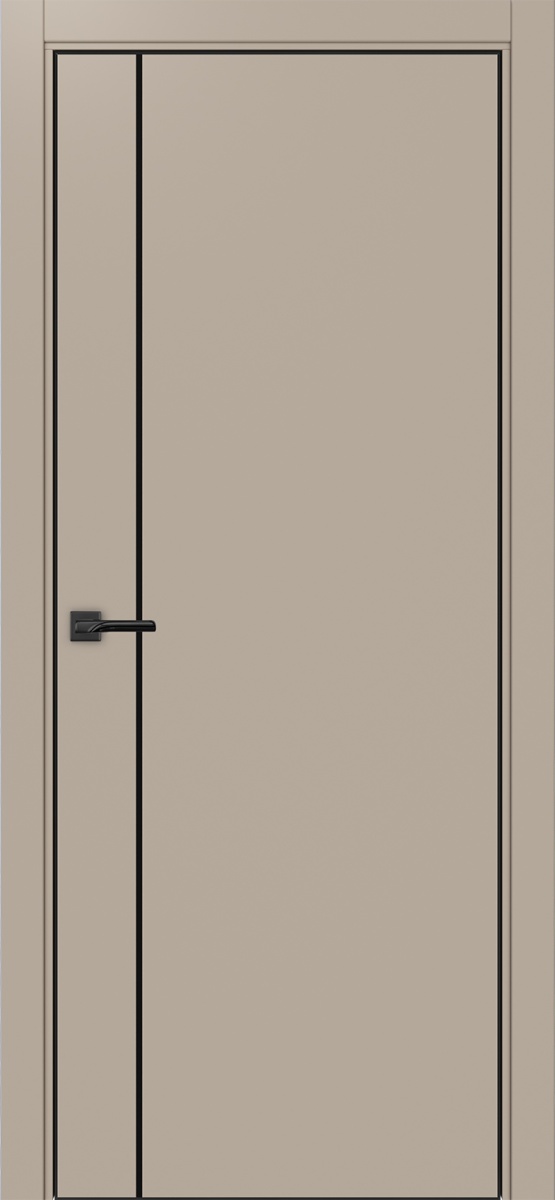 Дверь межкомнатная Оптима Порте Неаполь 204 молдинг SB (кромка алюминиевая черная с 4х сторон с врезкой под замок Морелли М1895 (М1885)), цвет мокко, экошпон, глухая