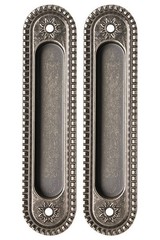 Ручка овал для раздвижных дверей Армадилло SH.CL152.010 (SH010/CL) AS-9 (цена за комплект), цвет серебро античное (гарантия - 5 лет)