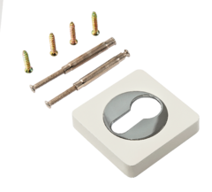 Накладка квадрат на цилиндр Ренц INET 02 W/CP, цвет белый/хром (гарантия - 12 месяцев)