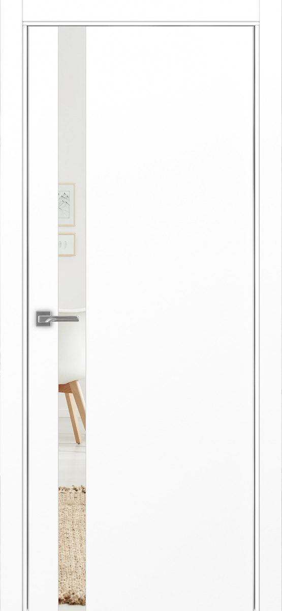 Дверь межкомнатная Оптима Порте Неаполь 211 (кромка алюминиевая с 2х сторон с врезкой под замок Морелли М1895 (М1885)), цвет белый снежный, экошпон, зеркало