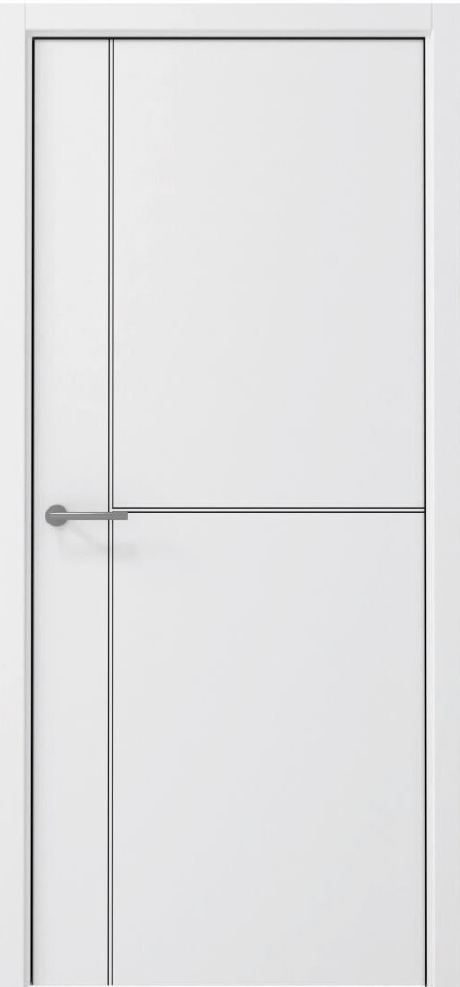 Дверь межкомнатная Альберо (Фрегат) Графика-3 (кромка АБС черная с 4х сторон), цвет белый, винил, глухая
