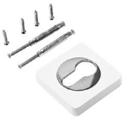 Накладка квадрат на цилиндр Ренц INET 02 SW/SN, цвет супер белый/никель матовый (гарантия - 12 месяцев)