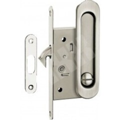 Ручка овал для раздвижных дверей с замком Тикс INSDH-BK 501 SN (цена за комплект), цвет никель матовый (гарантия - 12 месяцев)