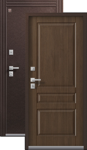 Термодверь входная Центурион Т-2 (2025), 2 замка, 2 мм металл, (шоколад муар+янтарный дуб)