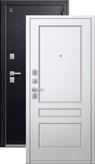 Теплая дверь входная Центурион С-101 (2026), 2 замка, 2 мм металл, (черный муар+белый кашемир)