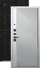 Теплая дверь входная Центурион С-114 зеркало (2026), 2 замка, 2 мм металл, (черный муар/графит кашемир+белый кашемир)