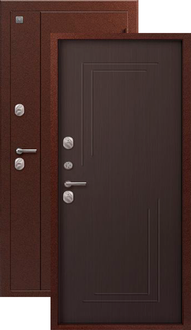 Термодверь входная Сезам Т-100 (2025), 2 замка, 1 мм металл, (медь антик+темная лиственница)
