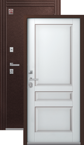 Термодверь входная Центурион Т-2 (2025), 2 замка, 2 мм металл, (шоколад муар+белый кашемир)