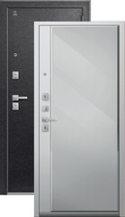 Теплая дверь входная Центурион С-104 зеркало (2026), 2 замка, 2 мм металл, (черный муар+белый кашемир)