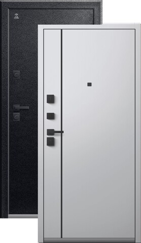 Теплая дверь входная Центурион С-106 (2026), 2 замка, 2 мм металл, (черный муар+белый кашемир)