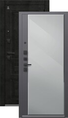 Теплая дверь входная Центурион С-114 зеркало (2026), 2 замка, 2 мм металл, (черный муар/темный бетон+графит кашемир)