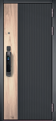 Дверь входная Мастино (Бульдорс) Сити Смарт 401/161 (электронный замок), 2 замка, 1,5 мм металл, (медовый дуб галифакс/черный матовый+медовый дуб галифакс) #2