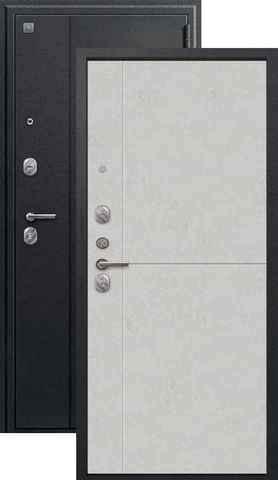 Дверь входная Сезам А-05 (2025), 2 замка, 1 мм металл, (черный сатин+светлый бетон)