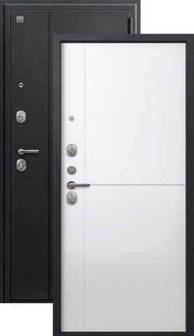 Дверь входная Сезам А-05 (2025), 2 замка, 1 мм металл, (черный сатин+белый кашемир)