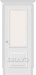 Дверь межкомнатная белая Браво Классико Классико-13, цвет виргин, экошпон, стекло вайт кристал