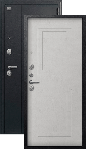 Дверь входная Сезам А-06 (2025), 2 замка, 1 мм металл, (черный сатин+светлый бетон)